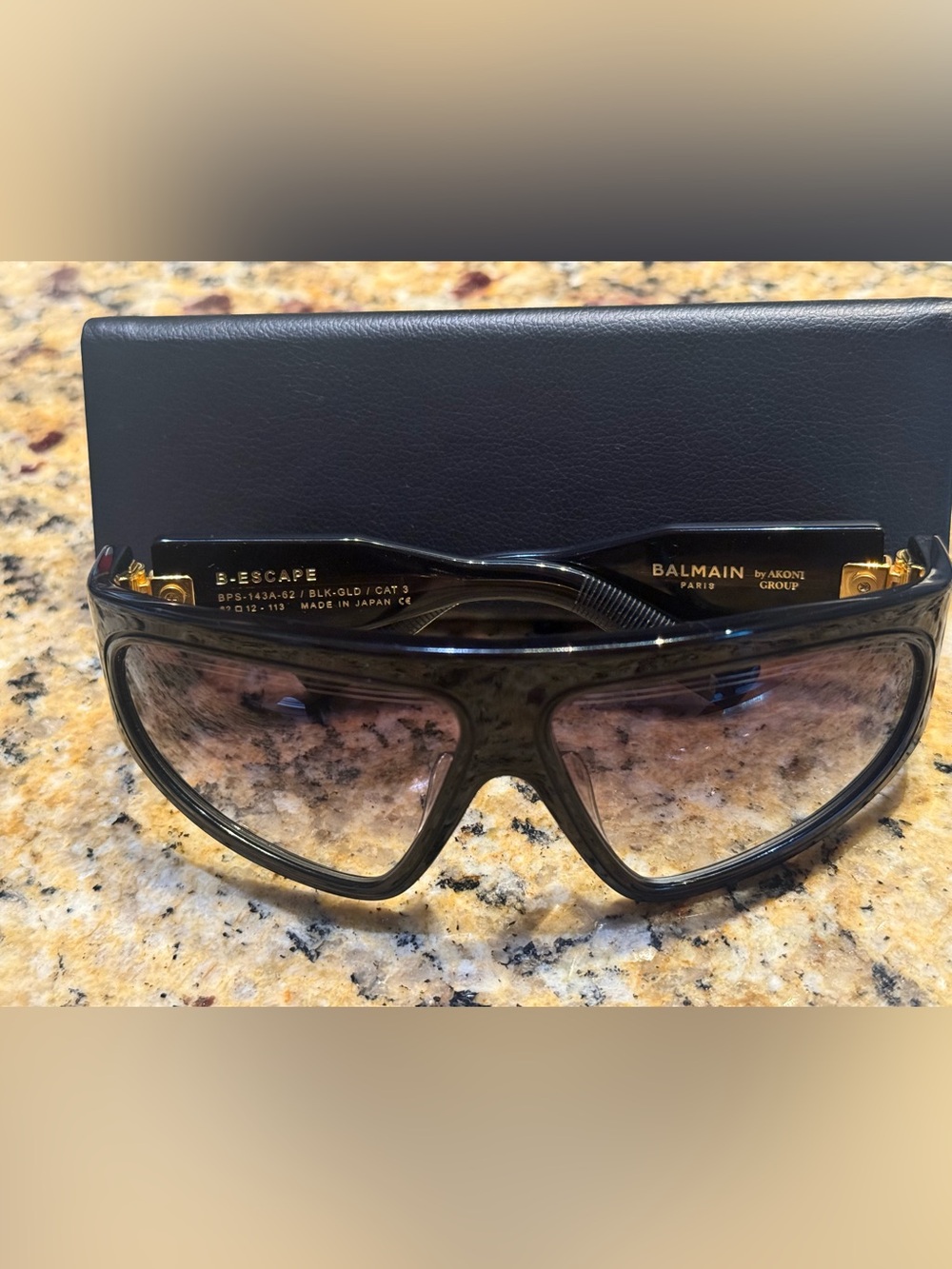 Balmain B-Escape Smoke Gradient Sunglasses with Gold Accents
